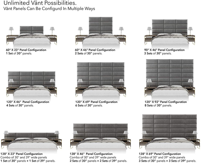 Vant 30"x11.5" Floating Upholstered Decor Wall Panel, Jet Black (4 Pack) (Used)