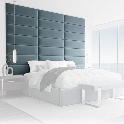 Vant 30x11.5 Inch Upholstered Decor Wall Panel, Antique Blue (4 Pack) (Open Box)