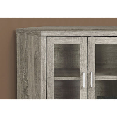 Monarch Specialties Modern Corner Television Stand with Glass Doors, Dark Taupe