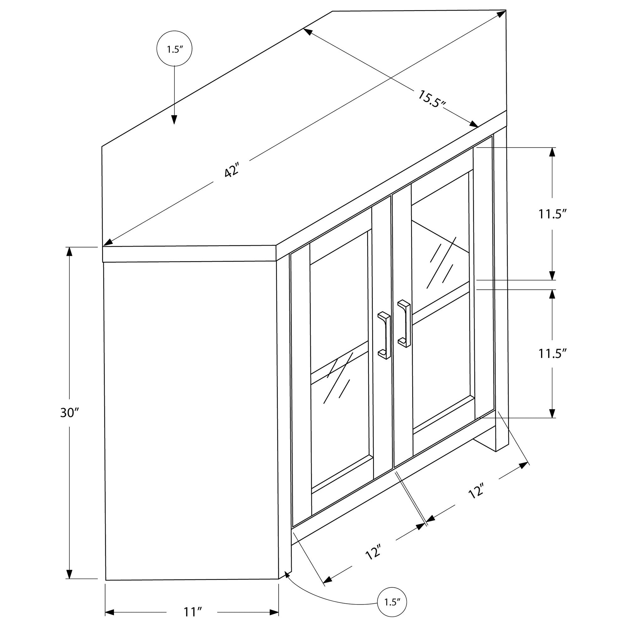 Monarch Specialties Modern Corner Television Stand with Glass Doors, Dark Taupe