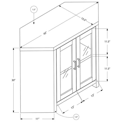 Monarch Specialties Modern Corner Television Stand with Glass Doors, Dark Taupe