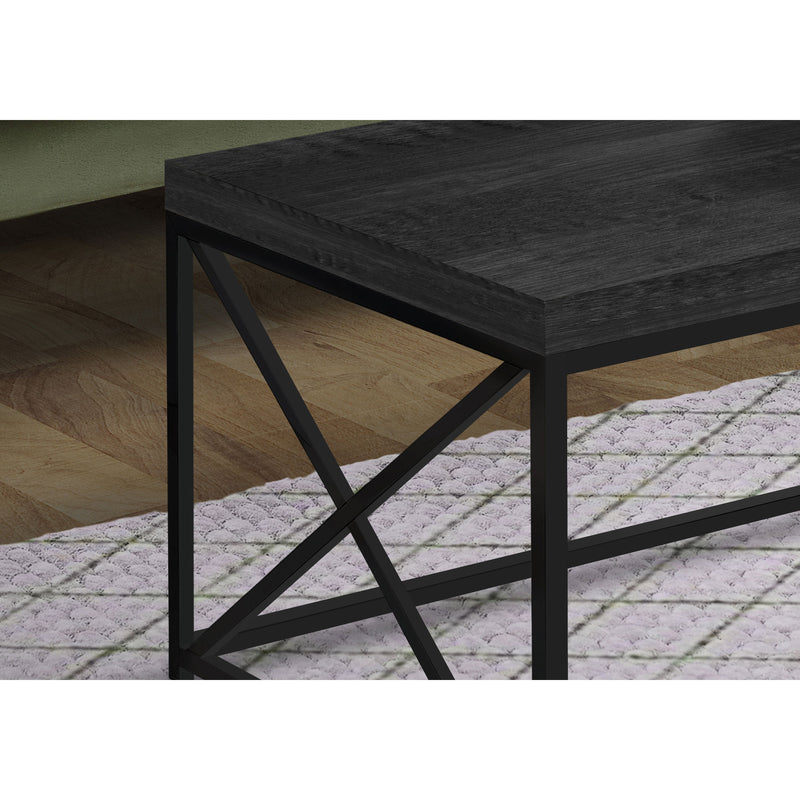 Monarch Black Wood-Look Finish Black Metal Decor Style Coffee Table (Open Box)