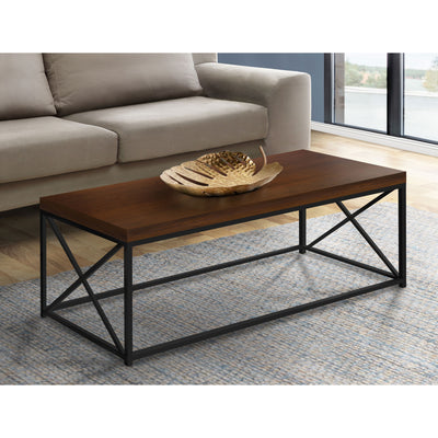 Monarch Brown Wood-Look Finish Black Metal Contemporary Coffee Table (Open Box)