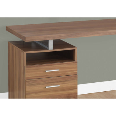 Monarch Specialties 60" Modern Home Computer Desk with Filing Drawer, Walnut