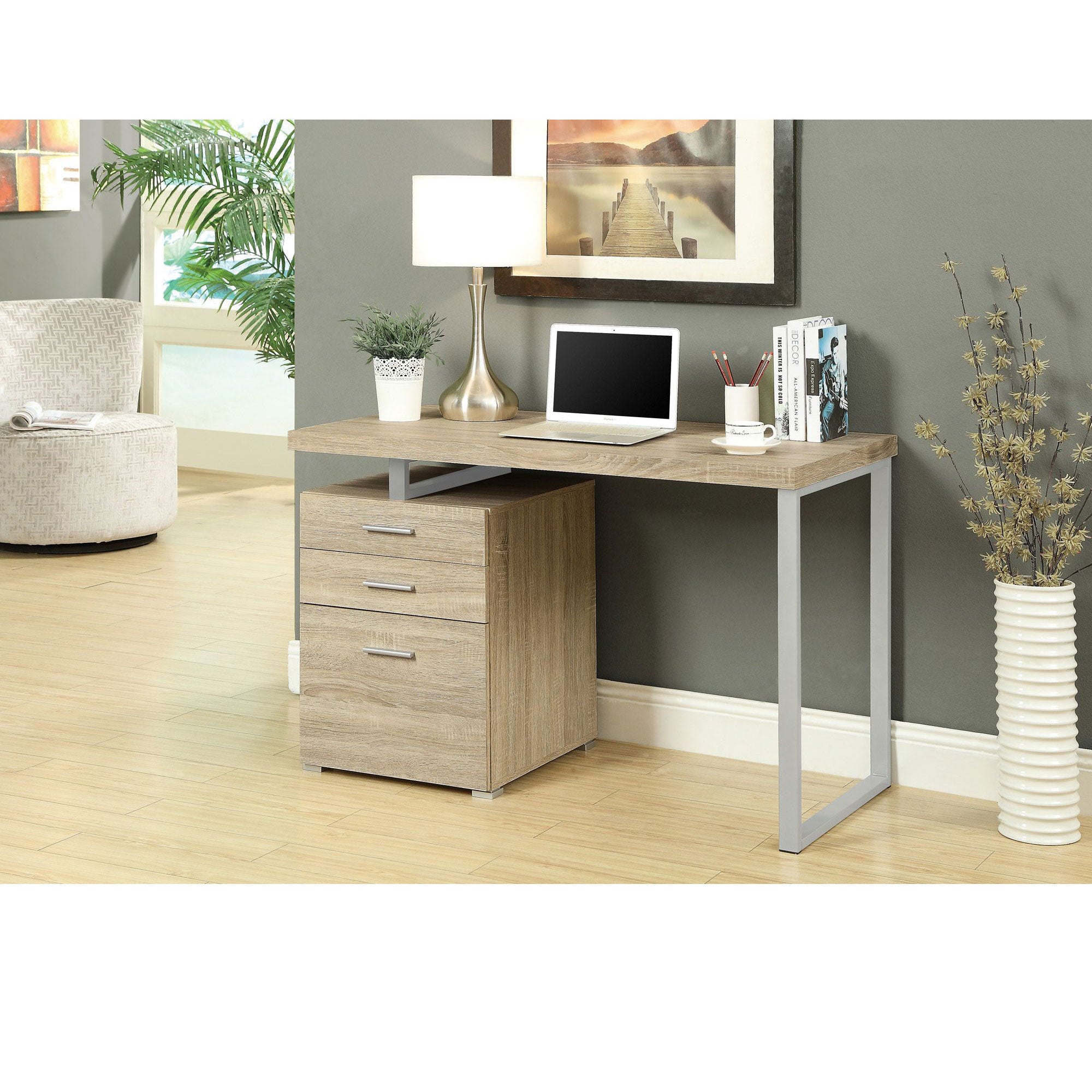 Monarch Specialties 48" Industrial Design Office Computer Desk, Natural (2 Pack)