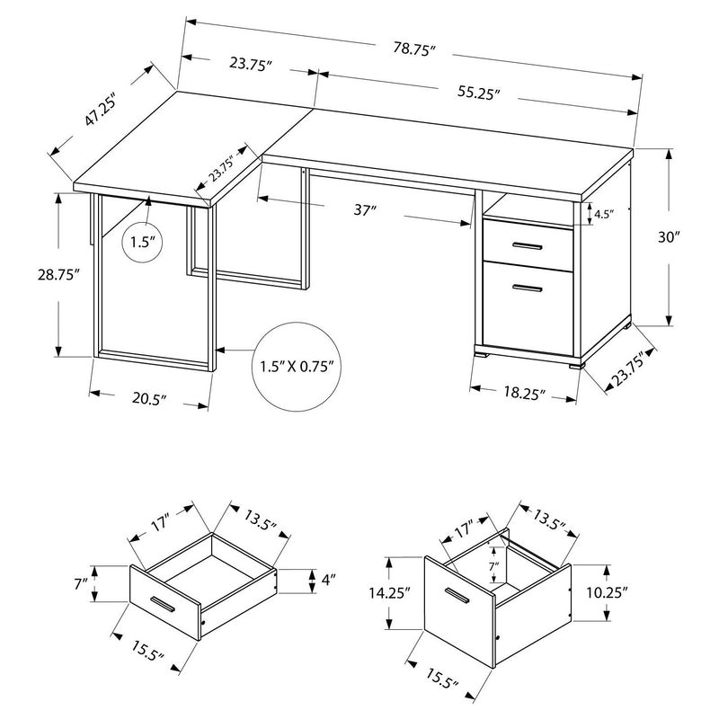 Monarch Specialties 80" Modern Home Office Computer Desk with Drawers (Used)