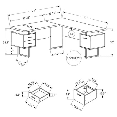 Monarch Specialties 70 Inch Contemporary Furniture Computer Desk, Dark Taupe