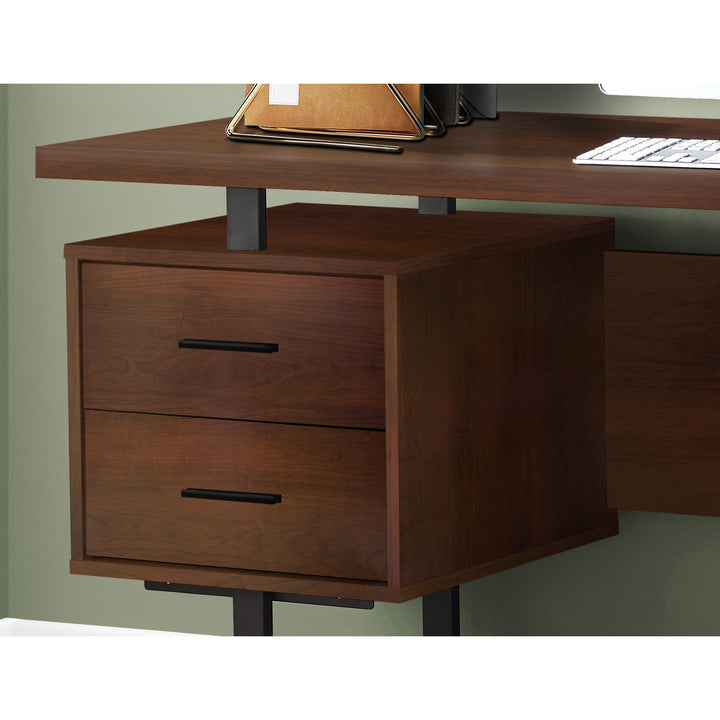 Monarch Specialties Home Office 60" Computer Desk, Dark Wood/Metal (Open Box) - VMInnovations
