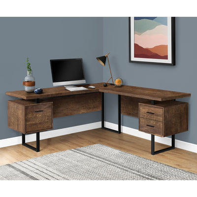 Monarch Specialties Right/Left Facing L Shape Computer Desk, Brown (Open Box)