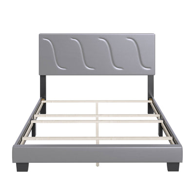Boyd Sleep Brussels Faux Leather King Platform Bed Frame and Headboard, Grey - VMInnovations