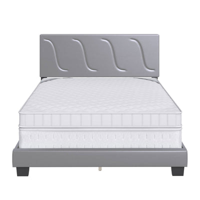 Boyd Sleep Brussels Faux Leather King Platform Bed Frame and Headboard, Grey - VMInnovations