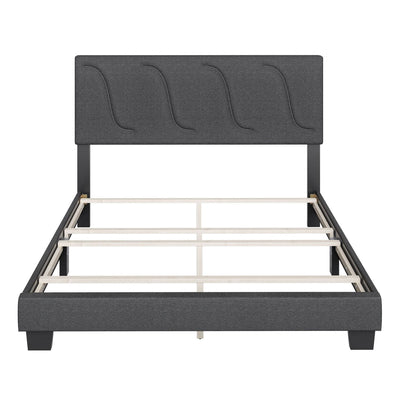 Boyd Sleep Aberdeen Linen Upholstered King Platform Bed Frame, Black Charcoal
