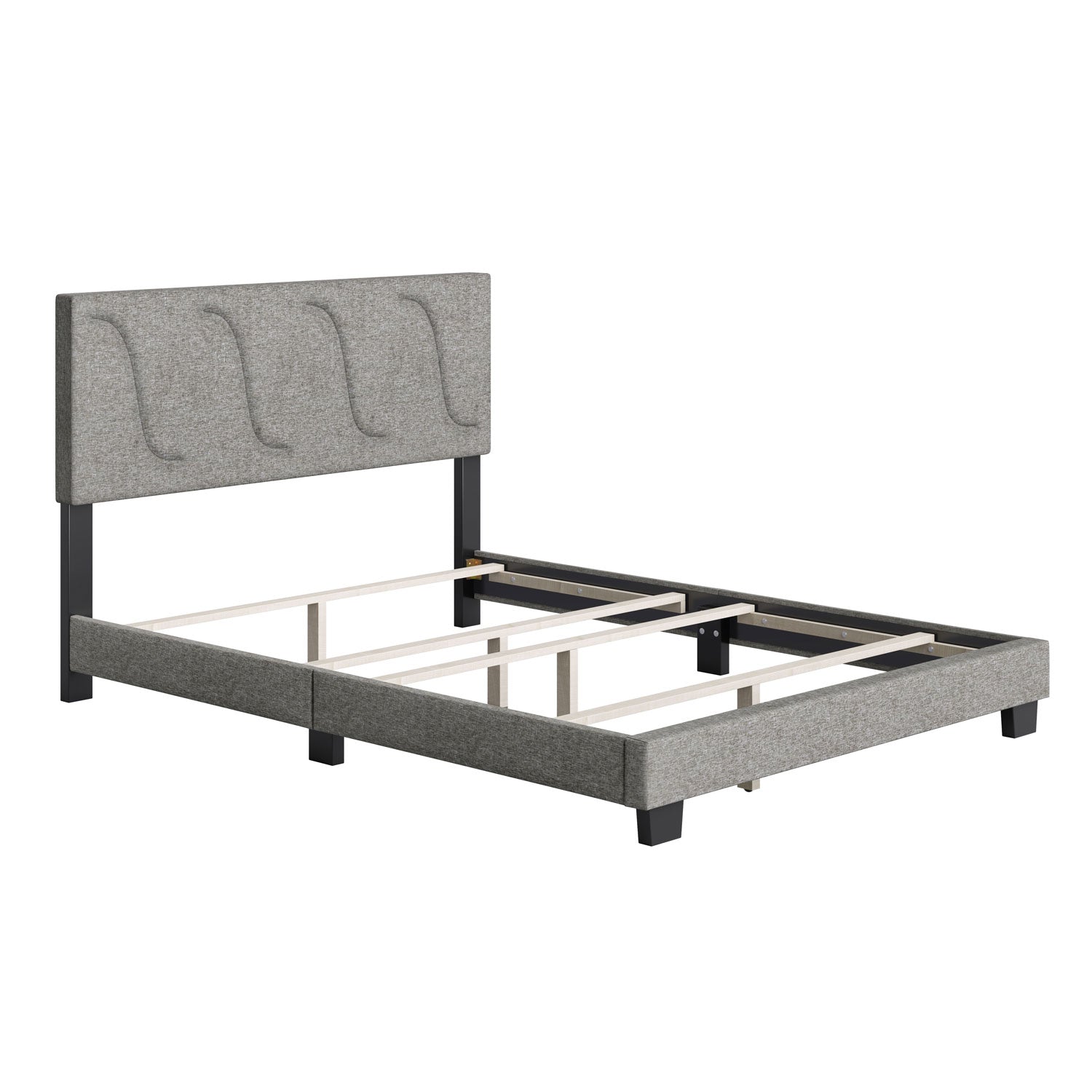 Boyd Sleep Aberdeen Linen Upholstered Queen Platform Bed Frame & Headboard, Grey