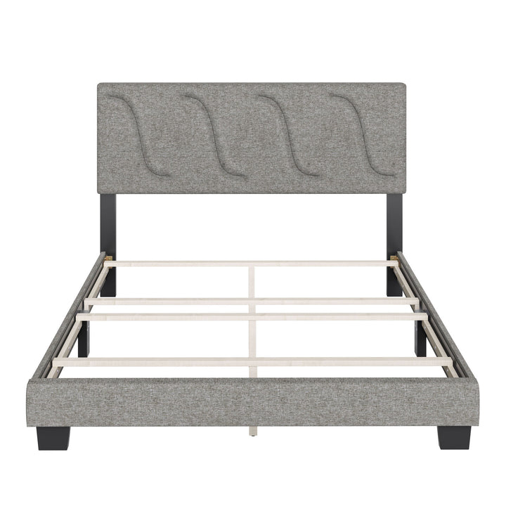 Boyd Sleep AberdeenUpholstered Queen Platform Bed Frame & Headboard, Grey (Used)