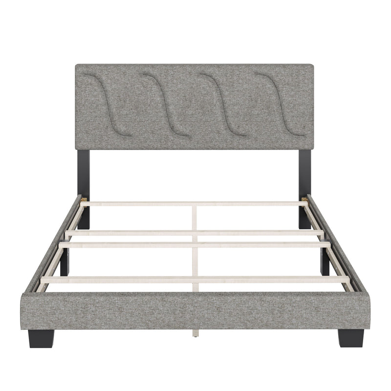 Boyd Sleep AberdeenUpholstered Queen Platform Bed Frame & Headboard, Grey (Used)