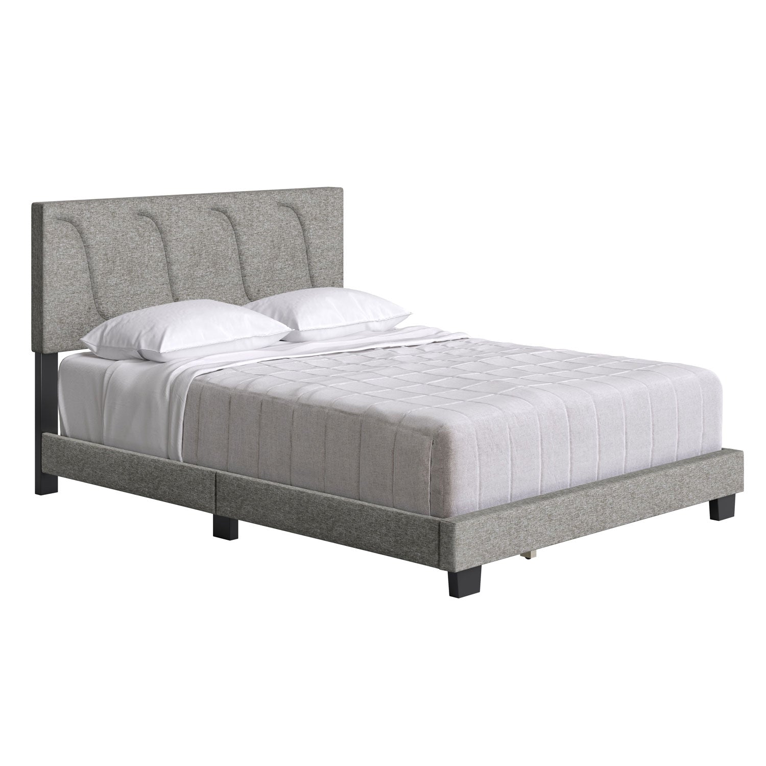 Boyd Sleep Aberdeen Linen Upholstered Queen Platform Bed Frame & Headboard, Grey