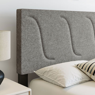 Boyd Sleep Aberdeen Linen Upholstered Queen Platform Bed Frame & Headboard, Grey