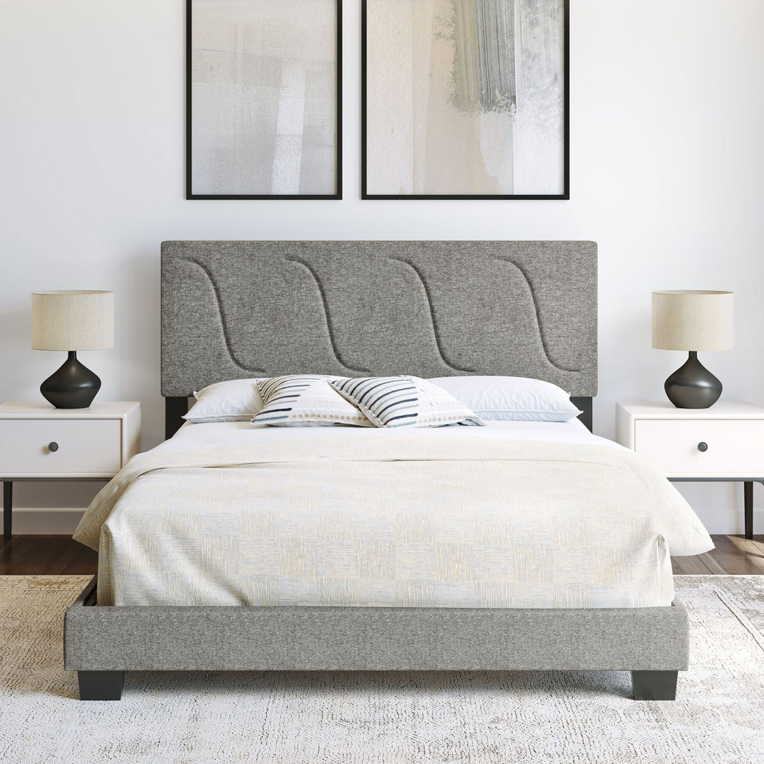 Boyd Sleep Aberdeen Linen Upholstered King Platform Bed Frame & Headboard, Grey