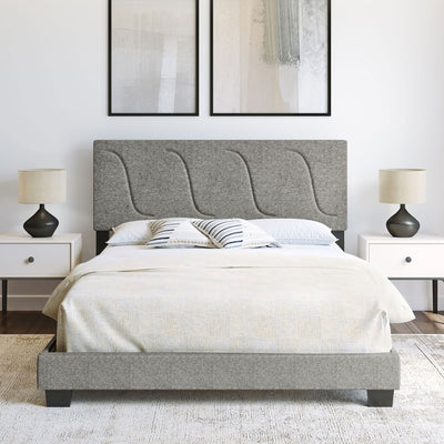Boyd Sleep Aberdeen Linen Upholstered Full Platform Bed Frame & Headboard, Grey