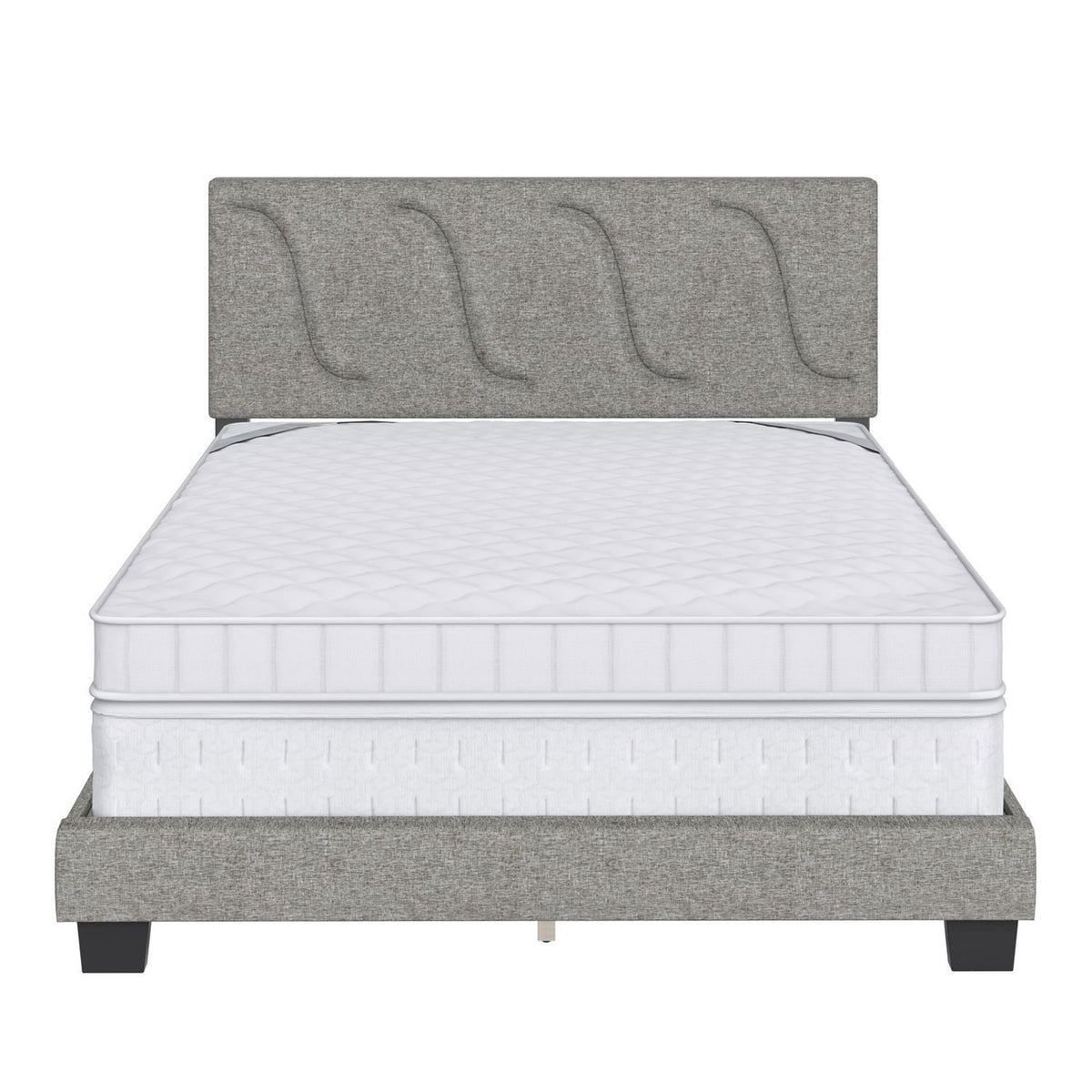 Boyd Sleep Aberdeen Linen Upholstered Queen Platform Bed Frame & Headboard, Grey
