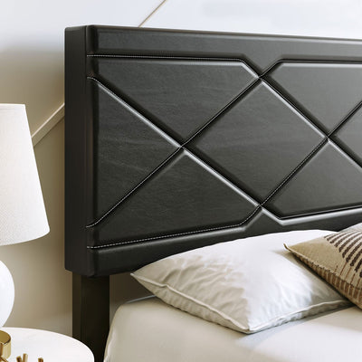 Boyd Sleep Antwerp Faux Leather Queen Platform Bed Frame and Headboard, Black