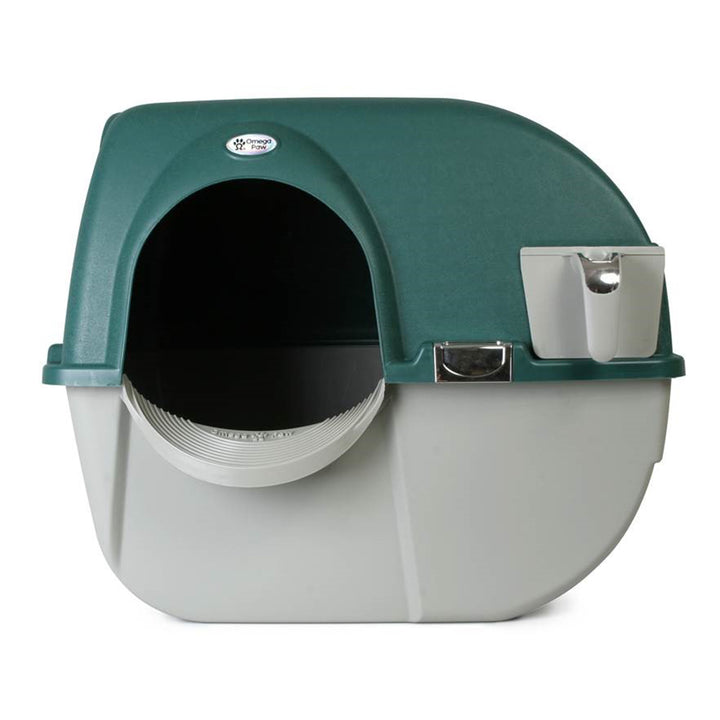 Omega Paw Roll N Clean Self Cleaning Enclosed Cat Litter Box, Green (Open Box)