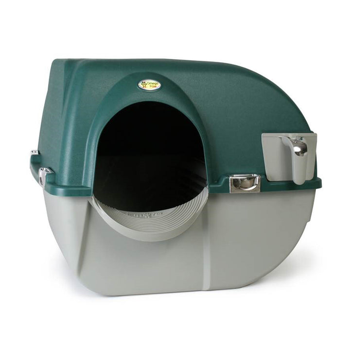Omega Paw Roll N Clean Self Cleaning Enclosed Cat Litter Box, Green (Open Box)