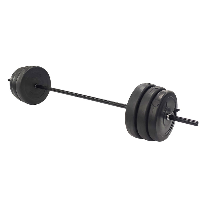 Everyday Essentials Steel Barbell Vinyl Weight Lifting Set, 100 Pounds(Open Box) - VMInnovations