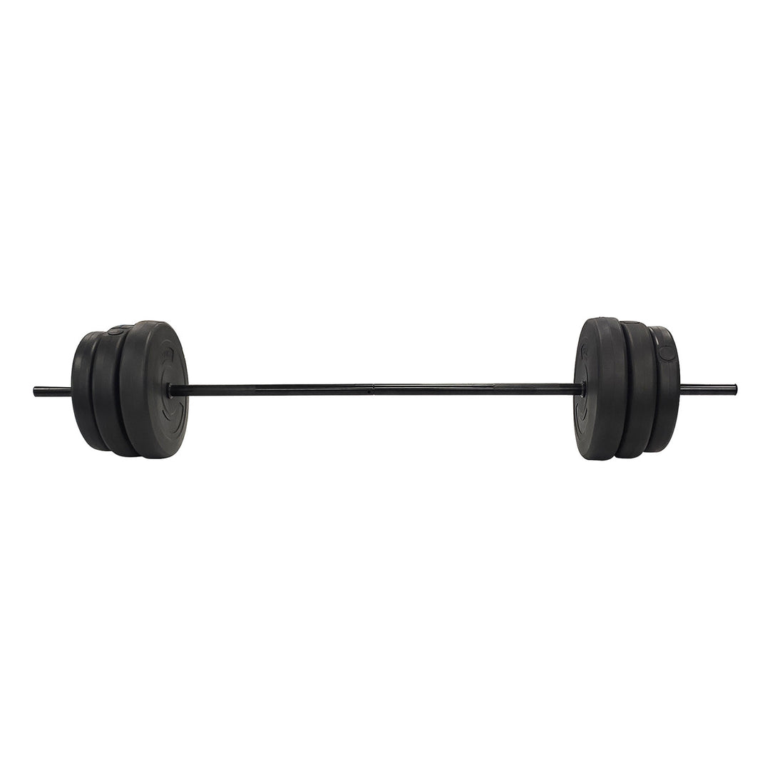 Everyday Essentials Steel Barbell Vinyl Weight Lifting Set, 100 Pounds(Open Box)