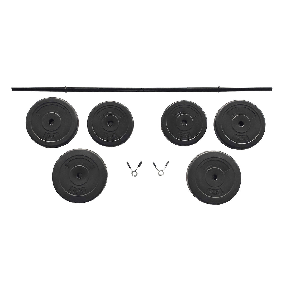 Everyday Essentials Steel Barbell Vinyl Weight Lifting Set, 100 Pounds(Open Box) - VMInnovations