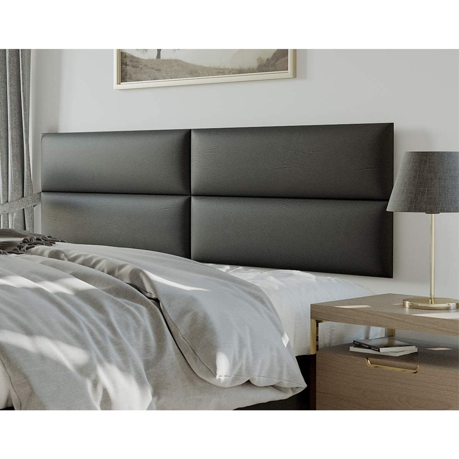 Vant 30"x11.5" Floating Upholstered Decor Wall Panel, Jet Black (4 Pack) (Used) - VMInnovations
