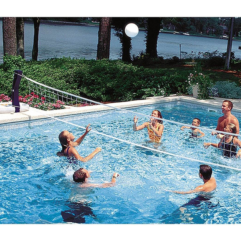 SwimWays Poolside 24-Foot Volleyball Net Inground Swimming Pool Water Game Set