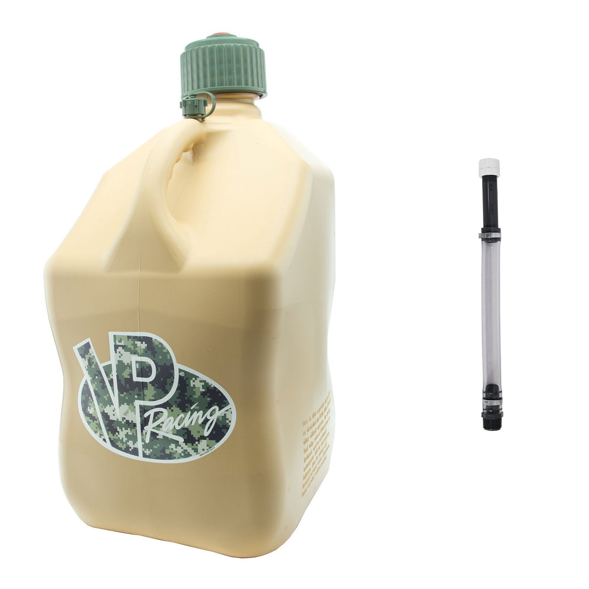 VP Racing Fuels 5.5 Gallon Motorsport Utility Jug and 14 Inch Hose, Tactical Tan