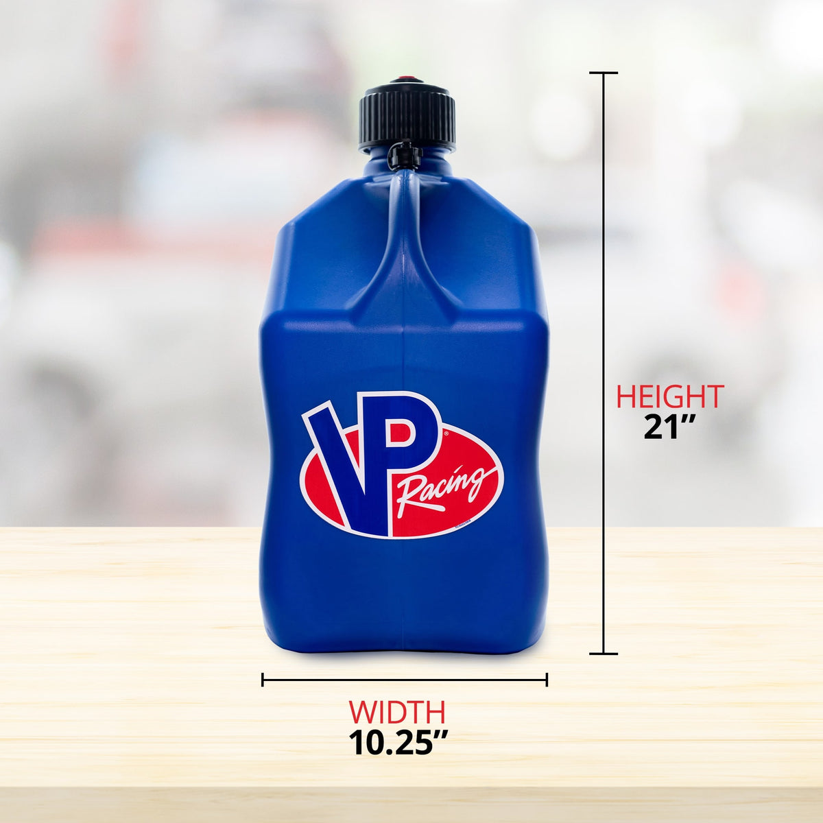 VP Racing 5.5 Gallon Motorsport Utility Jug and 14 Inch Deluxe Hose, Blue