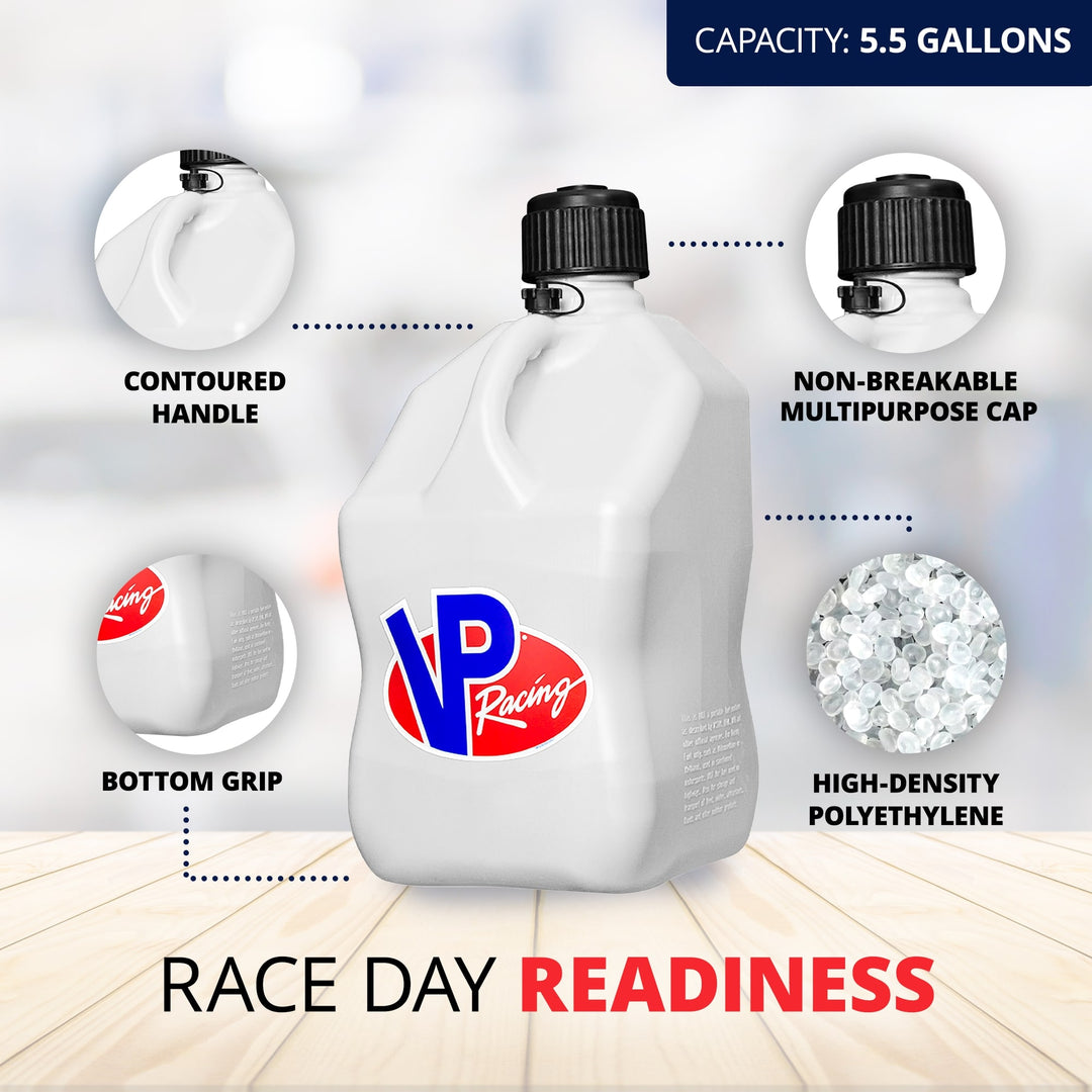 VP Racing 5.5 Gal Motorsport Racing Liquid Container Utility Jug, White (4 Pack) - VMInnovations