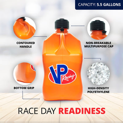 VP Racing 5.5 Gal Motorsport Racing Liquid Fluid Container Utility Jug, Orange