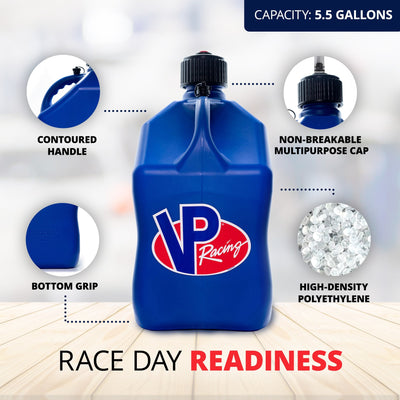 VP Racing 5.5 Gallon Utility Jug and 14 Inch Deluxe Hose, Blue (8 Pack)