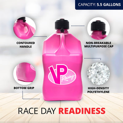 VP Racing 5.5 Gallon Motorsport Racing Liquid Fuel Utility Container Jug, Pink