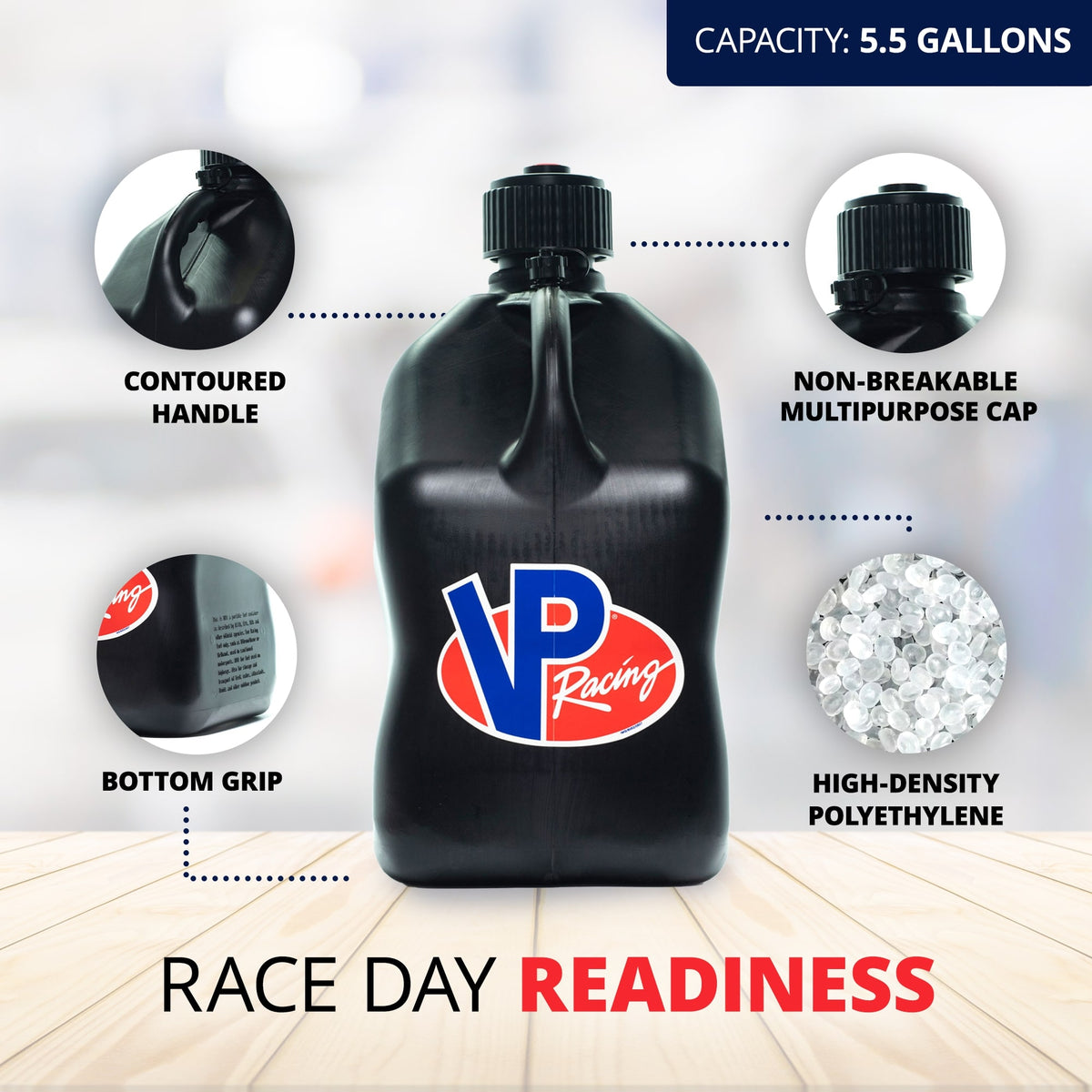 VP Racing 5.5 Gallon Motorsport Racing Fuel Utility Container Jug, Black