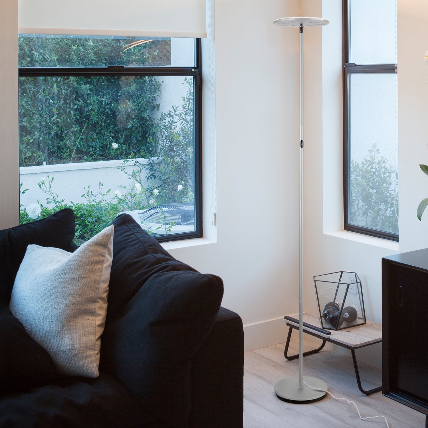 Brightech Sky Flux LED Torchiere Touch Sensor Floor Lamp, Silver (Open Box)