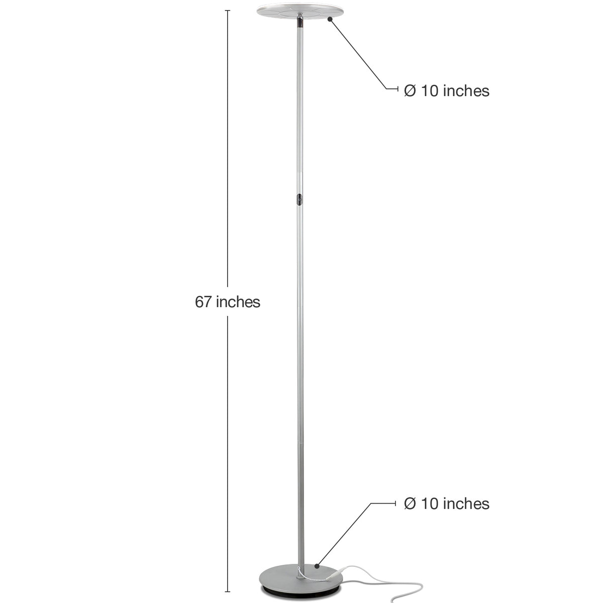 Brightech Sky Flux LED Torchiere Touch Sensor Floor Lamp, Silver (Open Box)