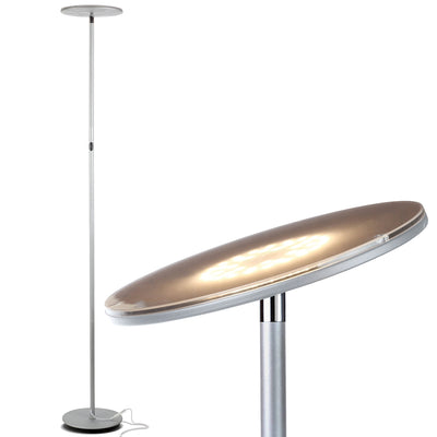 Brightech Sky Flux LED Torchiere Bright Standing Touch Sensor Floor Lamp, Silver