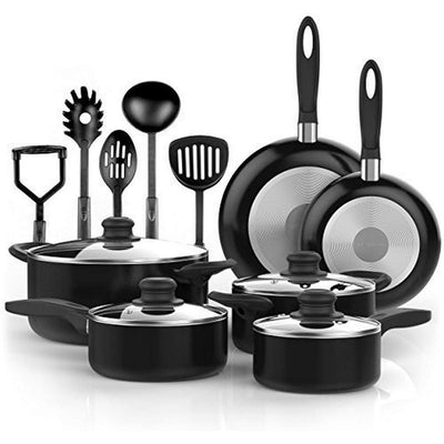Vremi 15 Piece Nonstick Aluminum Cookware Set with Kitchen Utensil (Used)