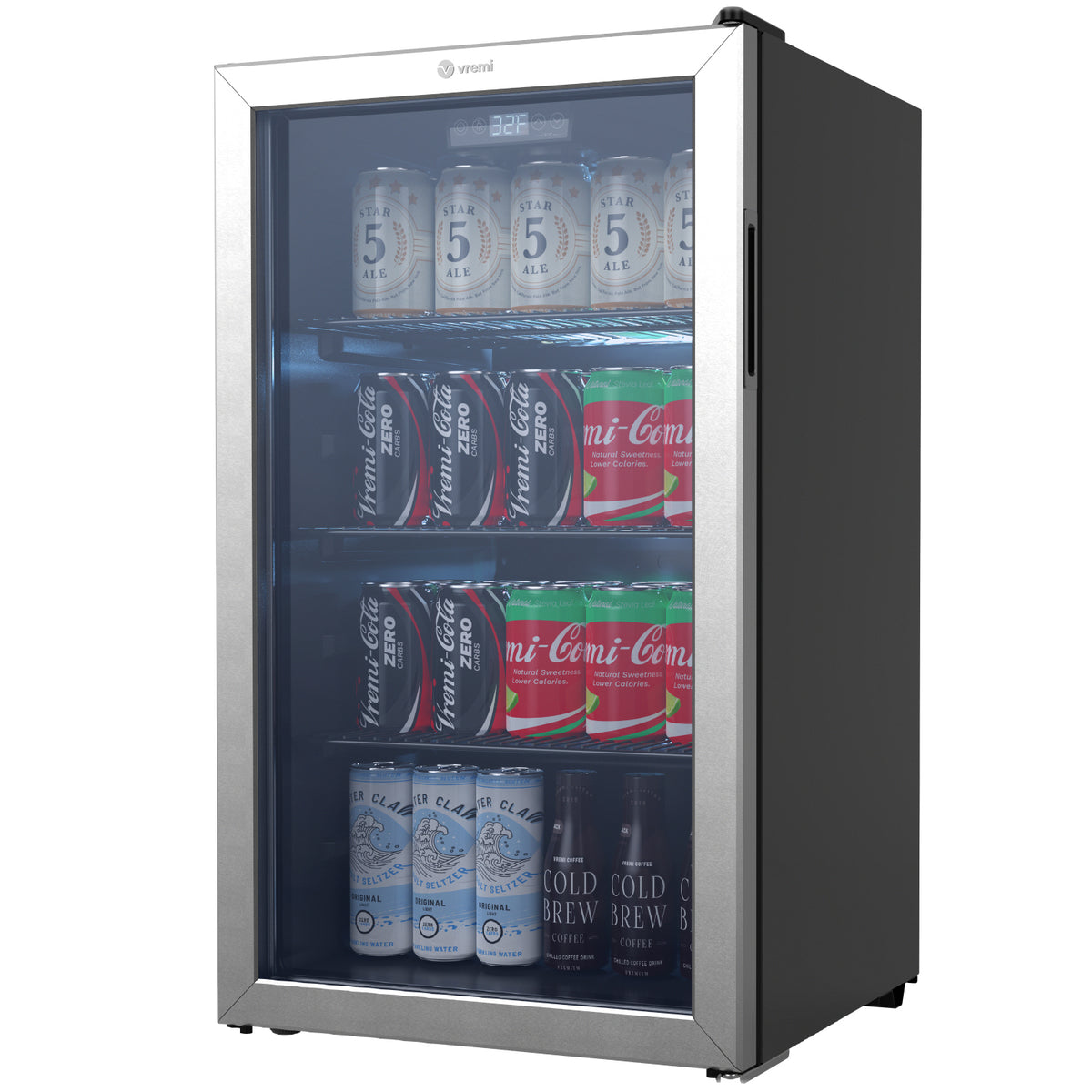 Vremi 3.6 Cubic Foot Beverage Glass Door 3 Adjustable Shelves Mini Fridge, Black (Used)