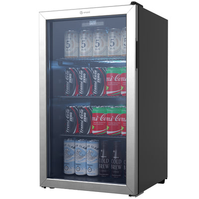 Vremi 3.6 Cubic Foot Beverage Glass Door 3 Adjustable Shelves Mini Fridge, Black (Used)