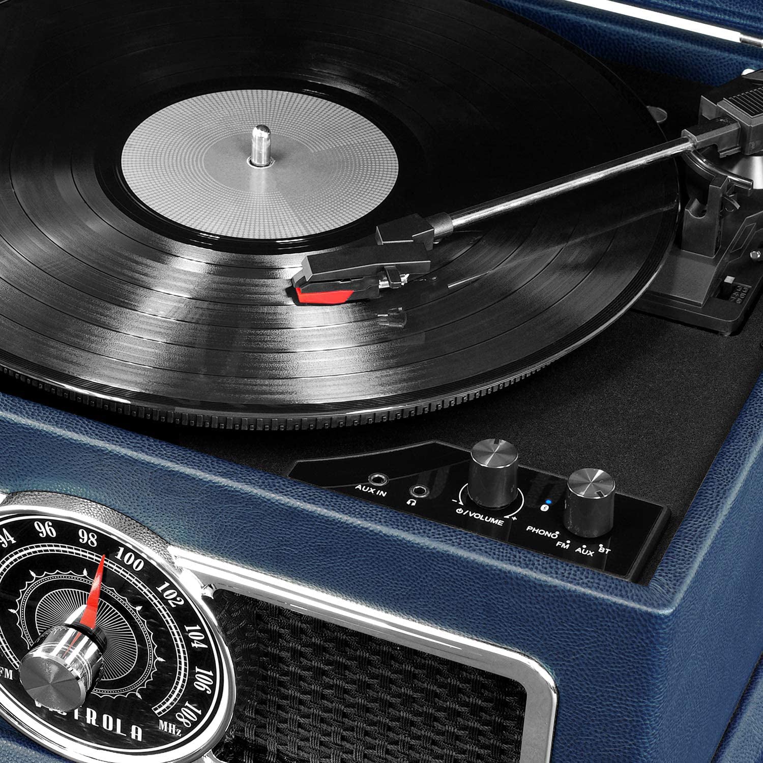 Victrola 4 in 1 Nostalgic Bluetooth Record Player Turntable, Blue (Open Box)