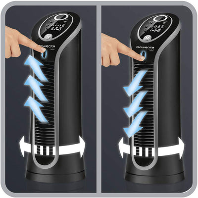Rowenta Compact 15 Inch Quiet 3 Speed Oscillating Tower Fan, Black (Open Box)