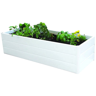 NuVue 26005 44 Inch Wide Tall Raised PVC Garden Planter Terrace Deck Box, White