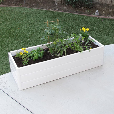 NuVue 26005 44 Inch Raised PVC Garden Planter Terrace Deck Box, White (2 Pack)