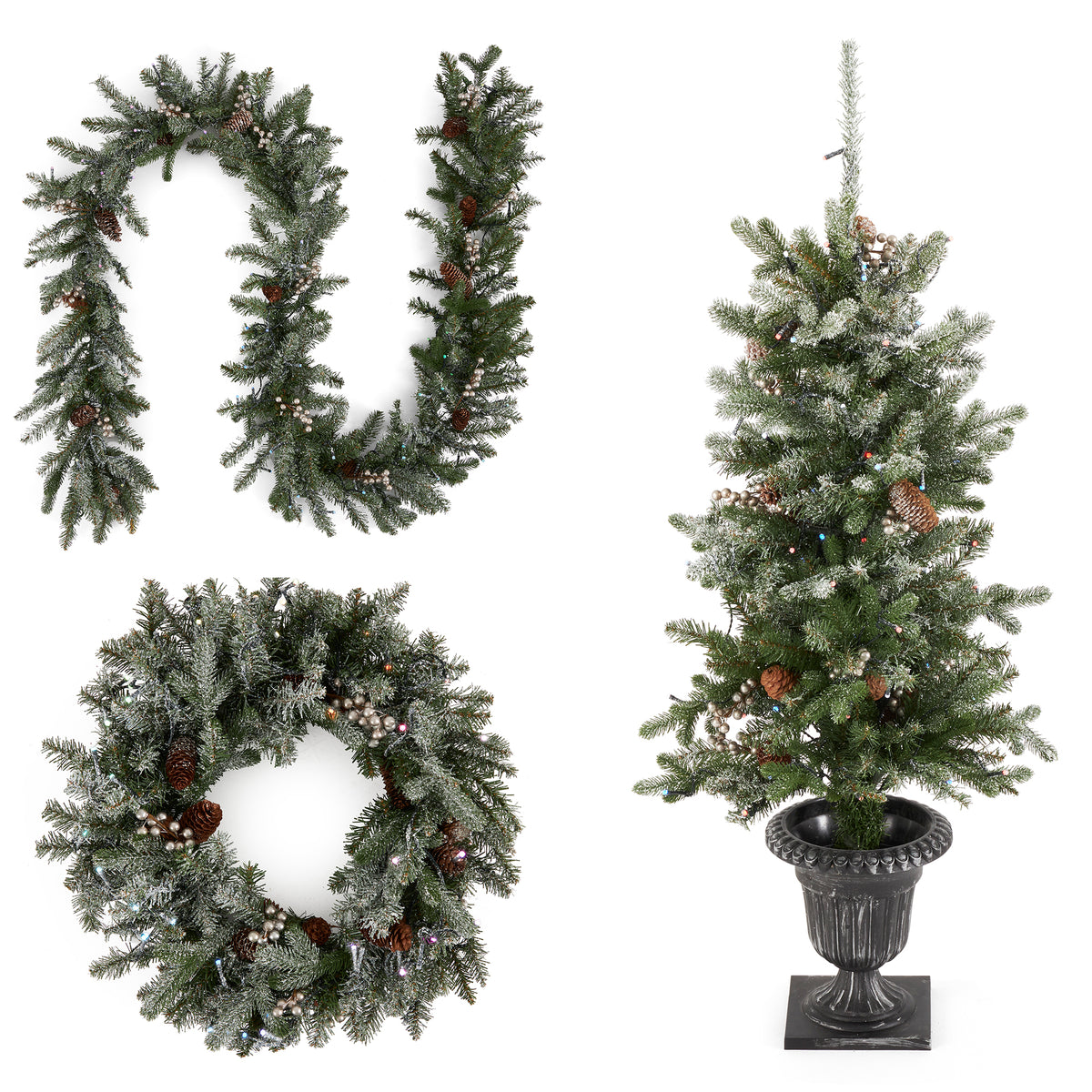National Tree Company Snow Morgan Spruce Prelit 4' Tree, 9' Garland & 24" Wreath
